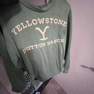 Yellowstone Dutton Ranch Green Crew Neck Sweater